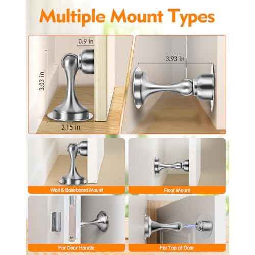 Door Stoppers Magnetic Door Catch, Stainless Steel Magnetic Door Stop 2 Pack, Double-Sided Adhesive Tape, No Drilling, Screws for Stronger Mount, Holder Your Door Open for Wide Doors