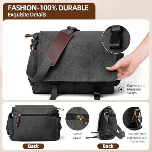 Messenger Bag for men Laptop Bag UnisexRetro Canvas Bag14-15.6 inches Casual single shoulder bag For Work College Travel