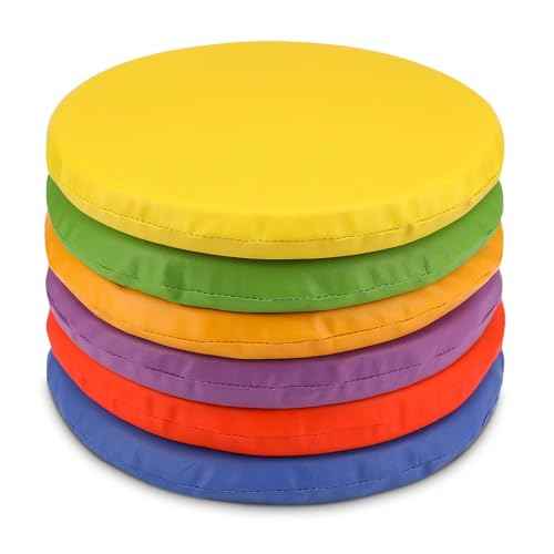 Boao 6 Pcs 12 Inch Floor Cushions for Classroom Flexible Seating Round Floor Cushions Soft Colorful Seat Pillow Suit for Kindergarten Elementary Preschool Yoga Seats Chair Furniture Accessories