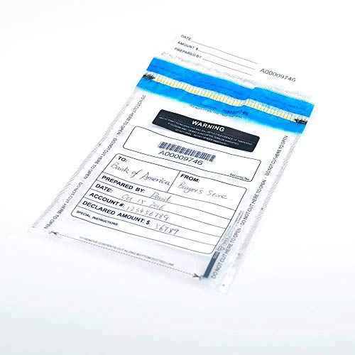 Clear Deposit Bags, Tamper-Evident Bags, Security Bank Pocket, 6 x 9 Inches (200)