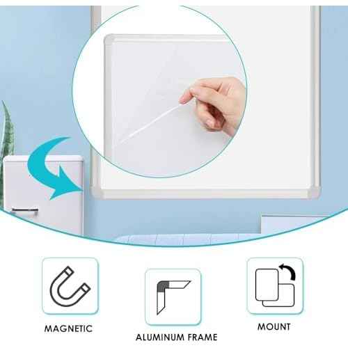DEVELOP Grey Felt Bulletin & Magnetic Dry Erase Combo Board, 24 x 18 Inch, Wall Mounted Whiteboard/Grey Felt Bulletin Combination Board with Marker Tray, Pins, Eraser, Markers & Magnets