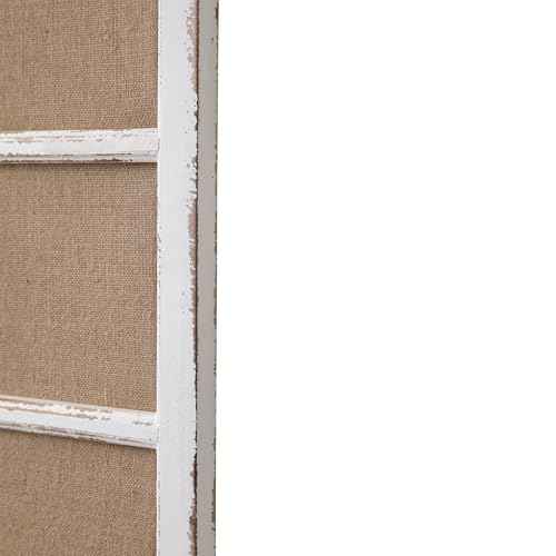 SOFE 32 Inch Long Linen Framed Bulletin Board, Creative Window Frame Wall Decor, Distressed White Fabric Pin Board, Narrow Farmhouse Message Board Decorative Vision Board/Memo Board