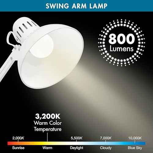 Studio Designs Swing Arm Lamp, 13-watt, White, 6.5" W x 7" D x 36" H