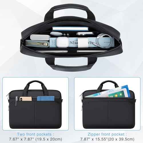 RAINYEAR 15.6 Inch Laptop Bag Laptop Shoulder Bag for Men, Expandable Waterproof Laptop Messenger Bag Large Capacity Computer Laptop Briefcase with Pockets for Travel Business Work Office, Black
