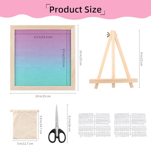 Felt Letter Board 10x10 Inch with Stand - Green Pink Changeable Sign for Home & Party Decor