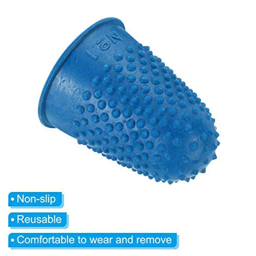 PATIKIL 0.71x1.14 Inch Blue Silicone Finger Tips, 10 Pack for Sewing & Office