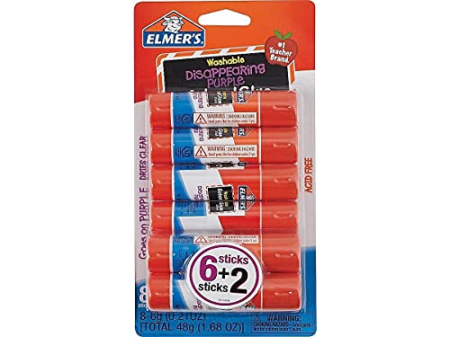 Elmer's Disappearing Purple School Glue Sticks – 0.21 oz, 8-Pack