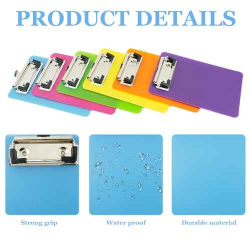 4x6in Mini Clipboards, 6 Pack Plastic Small Clipboards, A6 Letter Size Mini Clipboard with Retaining Clips, Memo Size Notepads Pocket Clipboard, Colorful Clip Boards for Classroom Restaurants Office