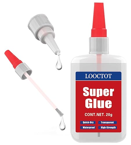(2-in-1) Super Glue with Brush & Nozzle, 20g Thick Waterproof Adhesive for Plastic, Metal, Ceramic, DIY - LOOCTOT Super-Glue