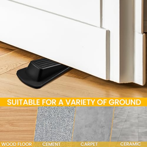 Frienda 72 Pcs Door Stoppers Bulk for Bottom of Door Rubber Door Wedge Stop Height up to 1.2 Inches Sturdy Door Stop Bulk for Heavy Duty Door Bottom Carpet Tile Concrete Wooden Floor (Black)