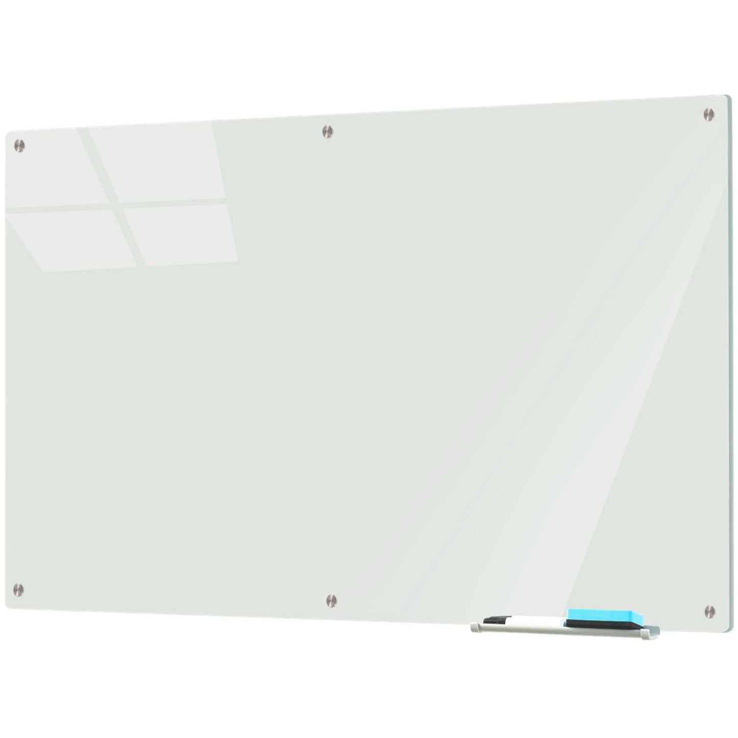 Large Glass Dry Erase Board, 96 x 48 Inches Magnetic Glass Whiteboard for Wall, 8' x 4' Frameless White Board for Office, Home, School