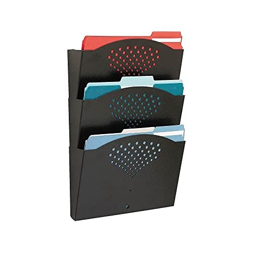 Safco Steel Three Pocket Letter Size Flush Mount Wall Rack 3172BL, Black Powder Coat Finish, Durable Commercial-Steel Construction