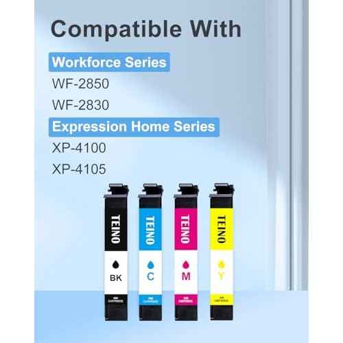 TEINO Remanufactured Ink Cartridge Replacement for Epson 212 T212 212XL Ink Cartridges for Epson Printer XP-4100 XP-4105 WF-2830 WF-2850 (Black Cyan Magenta Yellow, 4-Pack)