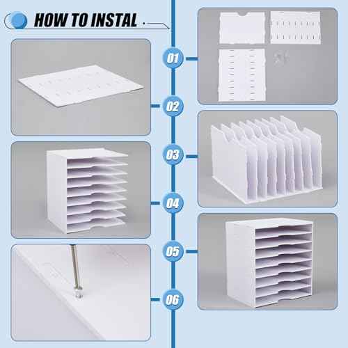 Juexica 9 Tier Scrapbook Paper Trays Organizer Stackable Paper Storage for Desk - Desktop File Organizer for Home Office Classroom Decorations, 14.2 x 10 x 15.4 Inch
