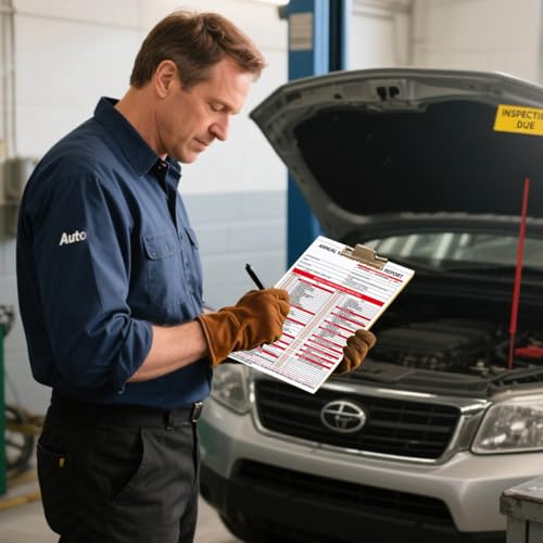 20-Pack Annual Vehicle Inspection Report Forms with Red FMCSA Aluminum Labels — 3-Ply Carbonless, 8.27 x 11 in, Tear Line, DOT Compliant