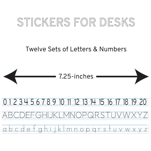 Reusable Classroom Letter & Number Desk Strips - 12 Sets for Kindergarten & First Grade