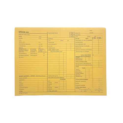 EZ Line Printed Vehicle Deal Record Envelopes 9x12 Jackets 100 Pack (Manilla Detailed)