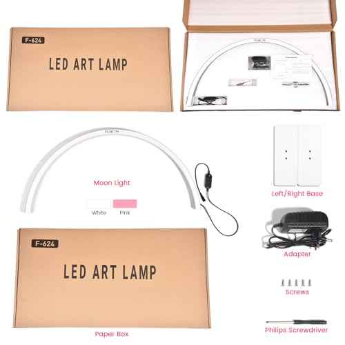 KADS Half Moon Nail Lamp for Desk, 22.6In Stepless Adjustment Lash Lamp, 3000K-6000K, Tattoo Lighting Lamp, Nail Desk Lamp (White)