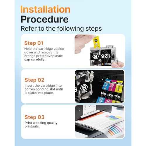 E-Z Ink Remanufactured 126 Ink Cartridges Replacement for Epson Ink 126 to Use with Workforce WF-3520 WF-3530 WF-3540 WF-7010 WF-7510 WF-7520 for Stylus NX330 NX430 60 435 520 545 630 633 (6 Pack)