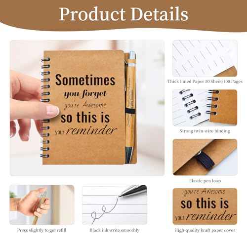 20 Pcs Employee Appreciation Gifts Bulk - 10 Sets of Inspirational Spiral Notebooks with Motivational Pens, Small Notepads for Coworkers, Office Staff, Team, Volunteer, Nurse, Teachers, Thank You Gifts