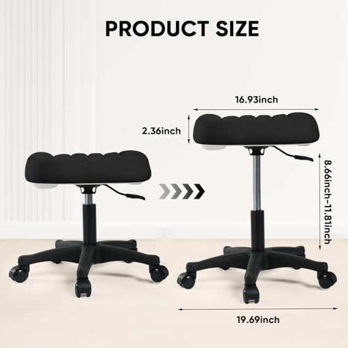 LIMKOMES Black Ergonomic Adjustable Under Desk Footrest Ottoman with Wheels
