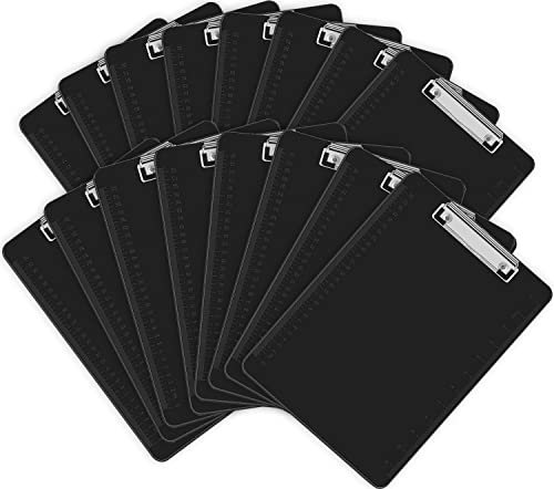 HERKKA 15 Pack Clipboards - Black Low-Profile A4 12.5 x 9 Inches (15 Pack)