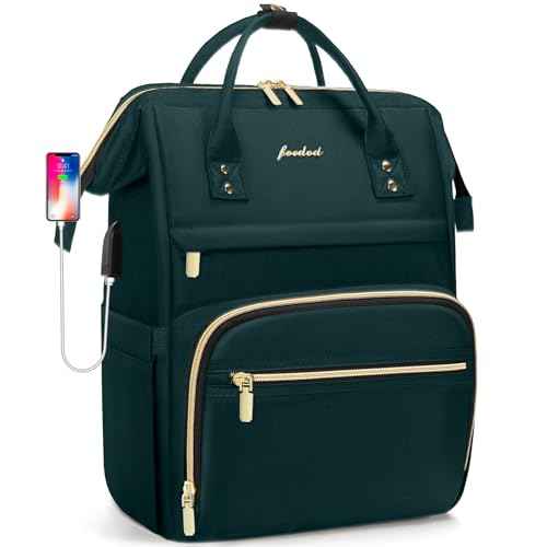 Laptop Backpack for Women Work Bags - 15.6 Inch Professional Womens Travel Backpack Purse Computer Laptop Bag Nurse Teacher Backpack Waterproof Carry on Back Pack with USB Port Dark Green