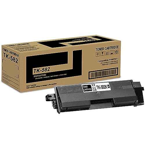 pgisoxt 1 Pack TK-582K 1T02KT0US0 Black Toner Cartridge High Yield Compatible TK-582K TK582K Replacement for Kyocera FS-C5150DN(1102KT3NL0) P6021CDN(1102PS2US0) Printer (up to 3,800 Pages)