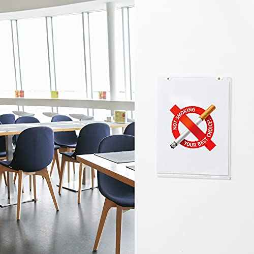 16 Pieces Acrylic Sign Holder 8.5 x 11 Inches Wall Mount Clear Plastic Display Stand Frame for Paper Documents - Bulk Pack With Tape and Screws for Home, Office, Store, Restaurant