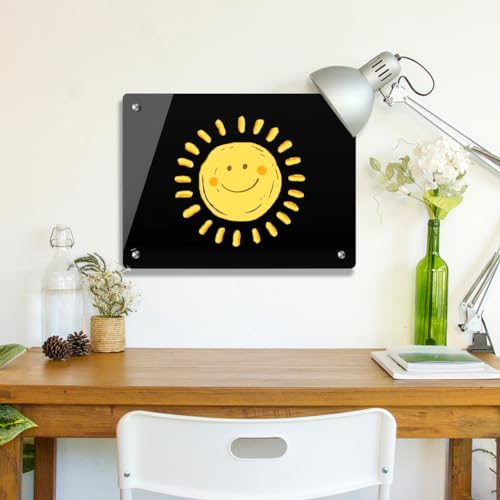Okydoky 12 x 16 Black Glass Dry Erase Whiteboard Frameless for Home & Office