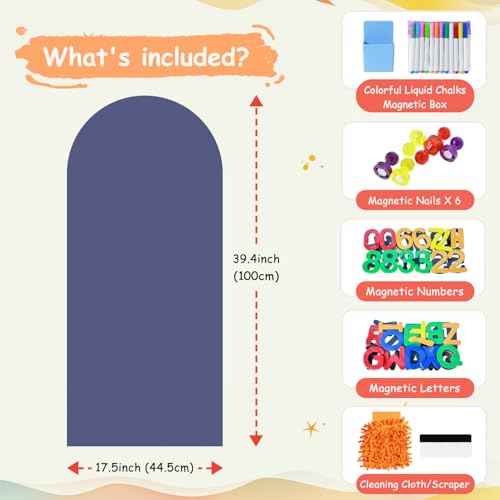 Arch Magnetic Wall Decal for Kids 39.3x17.5 Inch Magnetic Chalk Board Sticker Magnet Chalkboard for Wall Peel and Stick Self Adhesive Blackboard Multifunctional for Playroom Home Office School