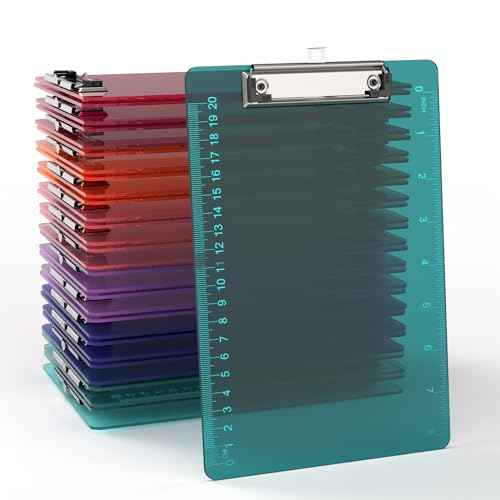 Bulk A5 Clipboards Set of 30, Colored Clear Clip Board with Ruler, Suitable for Classroom, Students, Kid, Size 6" x 9" with Low Profile Clip, Office & School Supply