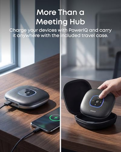 Anker PowerConf Speakerphone Black - 360° Conference Microphone System, Zoom Certified
