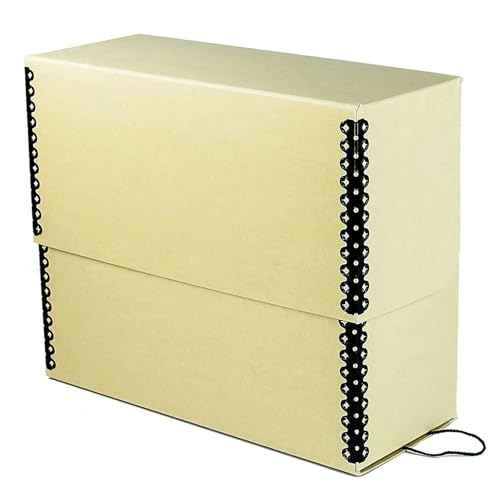 Lineco Archival Document Storage Box with Metal Edge, Acid-Free Tan Boxboard, Organize and Store Files, Prints, Photos, Legal-Sized Case 15.5" x 10.5" x 5" Wide, Pack of 2