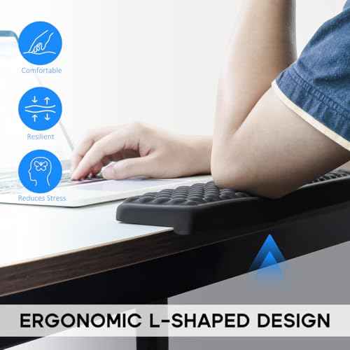 JIKIOU L-Shaped Desk Elbow Pad for Desk, Memory Foam Elbow Support Padding with Non-Slip, 2 Pack Ergonomic Desk Edge Cushion, Wrist Comfort Support for Office Home Black