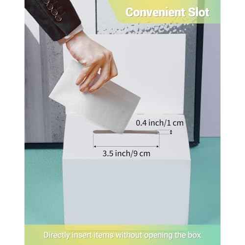 Uniclife 3 Pack Ballot Boxes with Slot 6.5" x 4.5" x 4.5" Suggestion Boxes Donation Box for Fundraising White Cardboard Box with Removable Header for Business Voting Collecting Card Charity