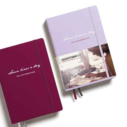 LEUCHTTURM1917 - Some Lines A Day - 5 Year Memory Notebook - Hardcover Journal 366 Pages for 5 Years of Entries (Port Red)