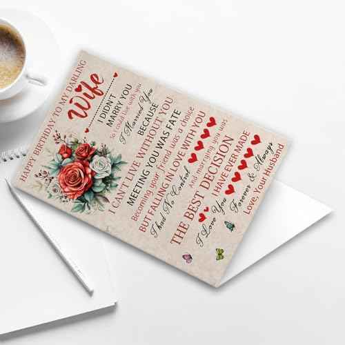 Happy Birthday To My Darling Wife,Funny Wife Birthday Card from Husband,Women Gift Ideas Decoration for Women,Bday Cards for Her With Love