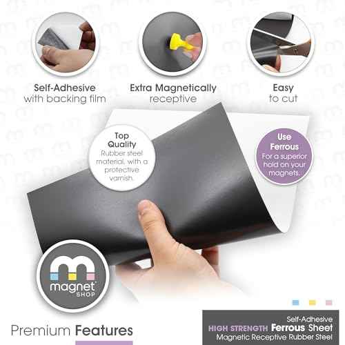TMS Magnet Receptive Sheets with Adhesive Backing for Craft and Magnetic Miniatures Storage | Flexible Rubber Sheet Metal | 5 Pack, 30 mil Thick, 8.5¡± x 12.3¡± | Fits Inside US Really Useful Box