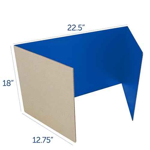 Flipside Products 18¡±x 48¡± Blue Study Carrel, Privacy Boards, Student Privacy and Focus Booth for The Classroom, Desk Divider Cubby for Tests, Made in USA - 12 Pack