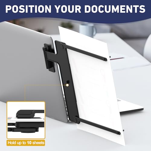 Adjustable Monitor Document Clip Holder for Laptops & Desks, Holds Up to 10 Sheets