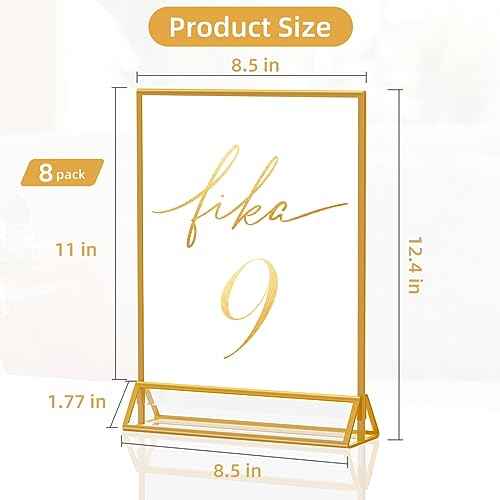 Acrylic Sign Holder 8.5x11 Clear Acrylic Frames Display Stand Double Sided Table Menu Holders for Wedding Table Numbers Restaurant Photos£¨8 pcs£©