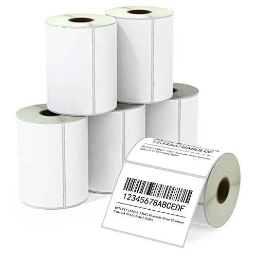 BETCKEY - 4" x 3" (102 mm x 76 mm) Shipping & Multipurpose Labels Compatible with Zebra & Rollo Label Printer,Premium Adhesive & Perforated [6 Rolls, 3000 Labels]