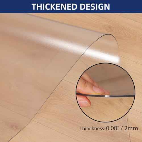 Clear Chair Mat, Tydle 36" x 48" Office Chair Mat for Hard Floors, Plastic Floor Mat for Gaming Chairs, Non-Slip Vinyl Floor Protector Rolling Computer Desk Mat for Home Office (Clear)
