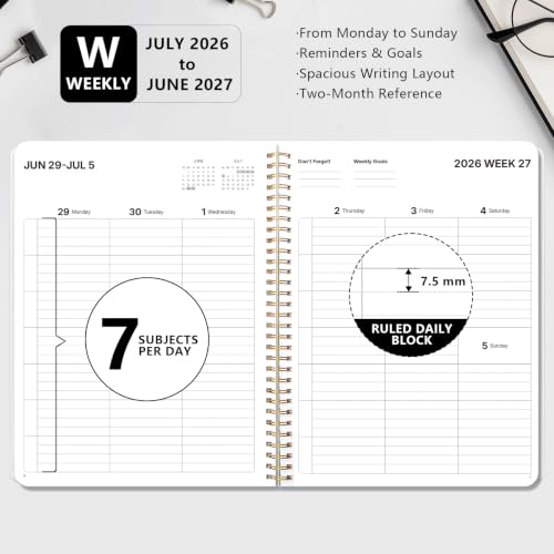 WENHUI Black Student Planner 2026-2027 8.5x11 Academic Organizer July to June