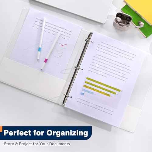 SUIN Economy 1-Inch 3-Ring-Binder, Customizable Clear View Cover, for US Letter Size 8-1/2 x 11'', Perfect for Office/School (White - 12 Packs)