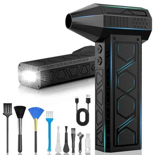 Electric Air Duster with Flashlight,180000RPM Compressed Air Duster Turbo Fan(10000mAh),Multipurpose Jet Fan,Electric Air Blower Duster with Assist Lighting, High-Speed Air Blower with 4 Gear-Black