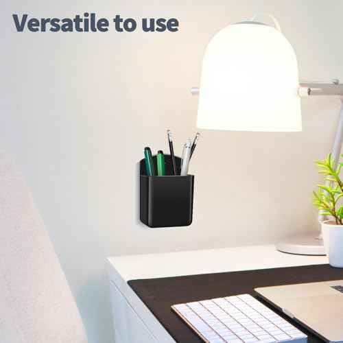 2 PCS Remote Control Holders Wall Mount, Self Adhesive TV Air Conditioner Remote Control Holder, Wall Mount Storage Box Organizer Wall Pen Holder Storage for Home Office School (Black, 2)