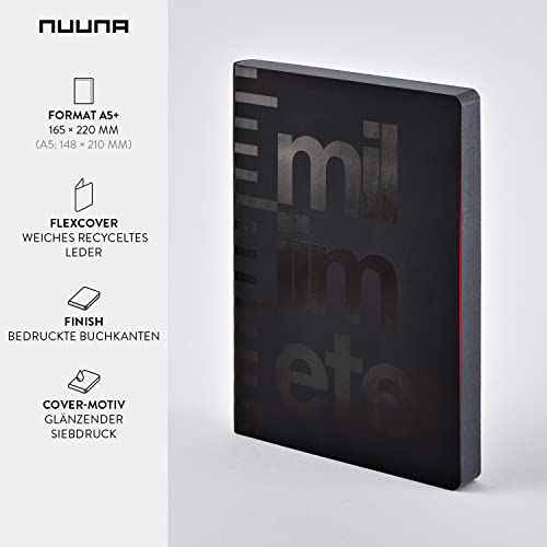 Nuuna Graphic L "Millimeter" Smooth Bonded Leather Notebook - Black