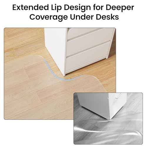 Delamu Office Chair Mat for Hardwood Floor, 36"¡¿48" Clear Under Desk Chair Mats for Rolling Chairs, Plastic PVC Gaming Floor Protector for Office Home (Not for Carpet)